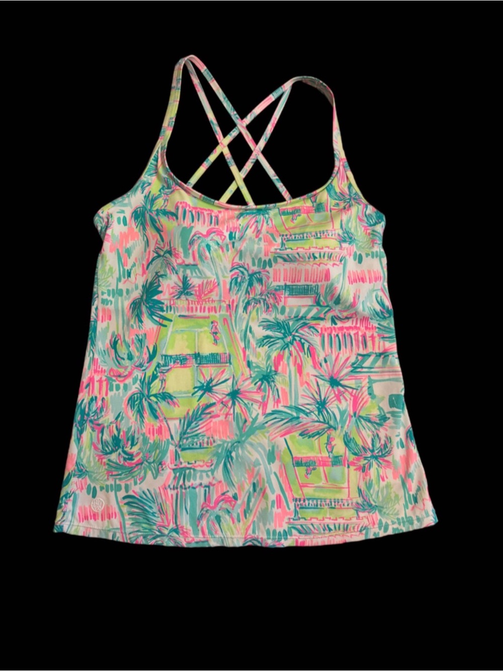 Lilly Pulitzer Meryl Avida Luxletic Tank Top Womens M Blue Tennis Perfect Match - Picture 2 of 16
